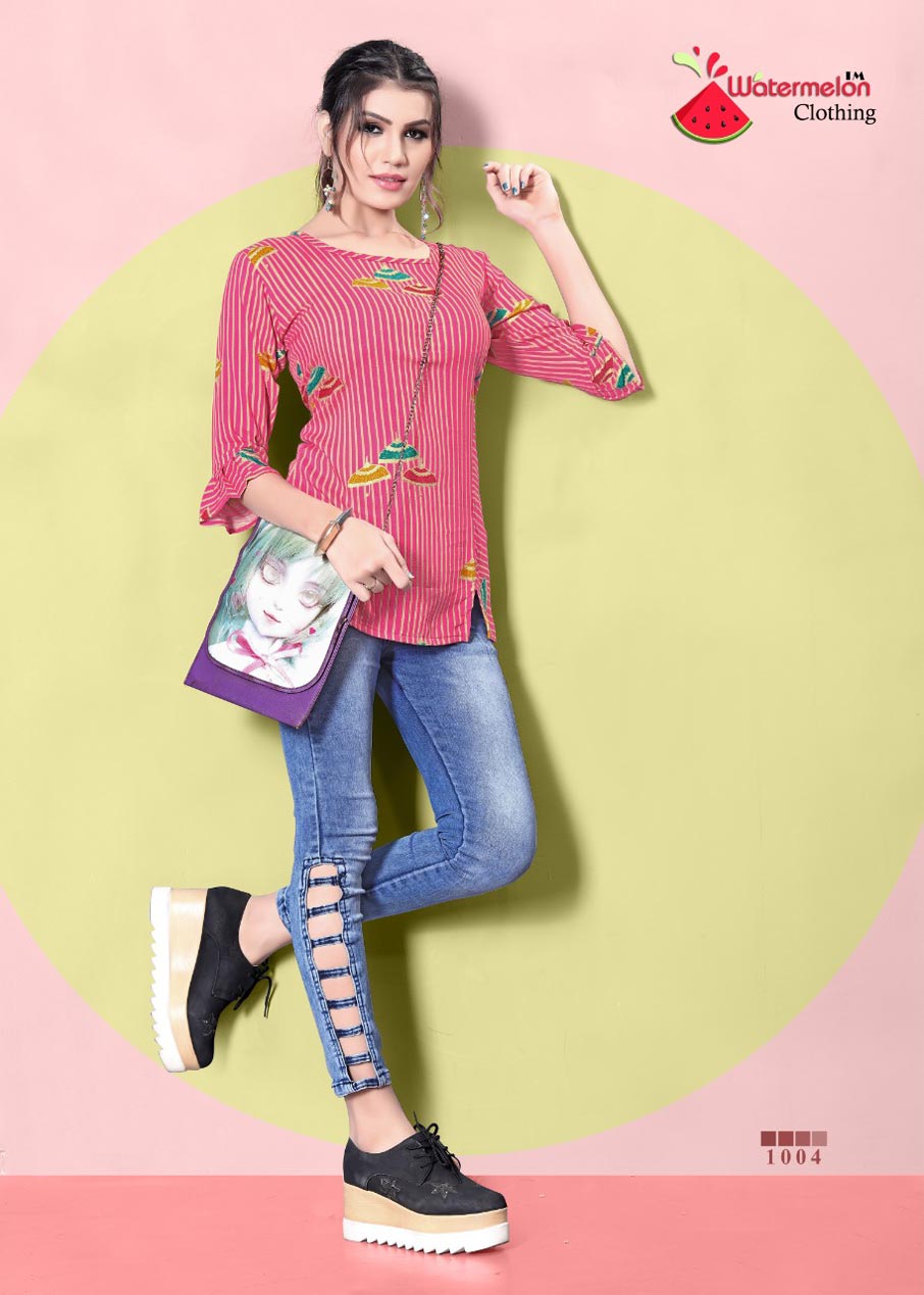 Watermelon Diamond Party-2 Rayon Print Tops Watermelon Diamond Party-2 Rayon Print Tops